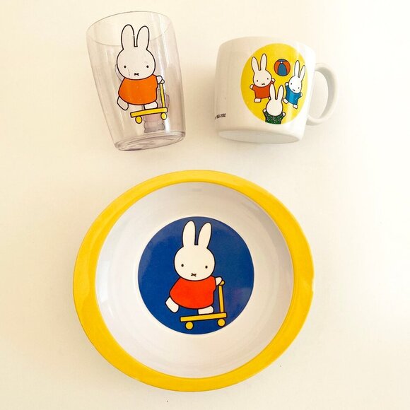 Miffy Melamine Kids 3-Piece Dish Set Bowl Cup Tumbler Childrens Tableware - Picture 1 of 16